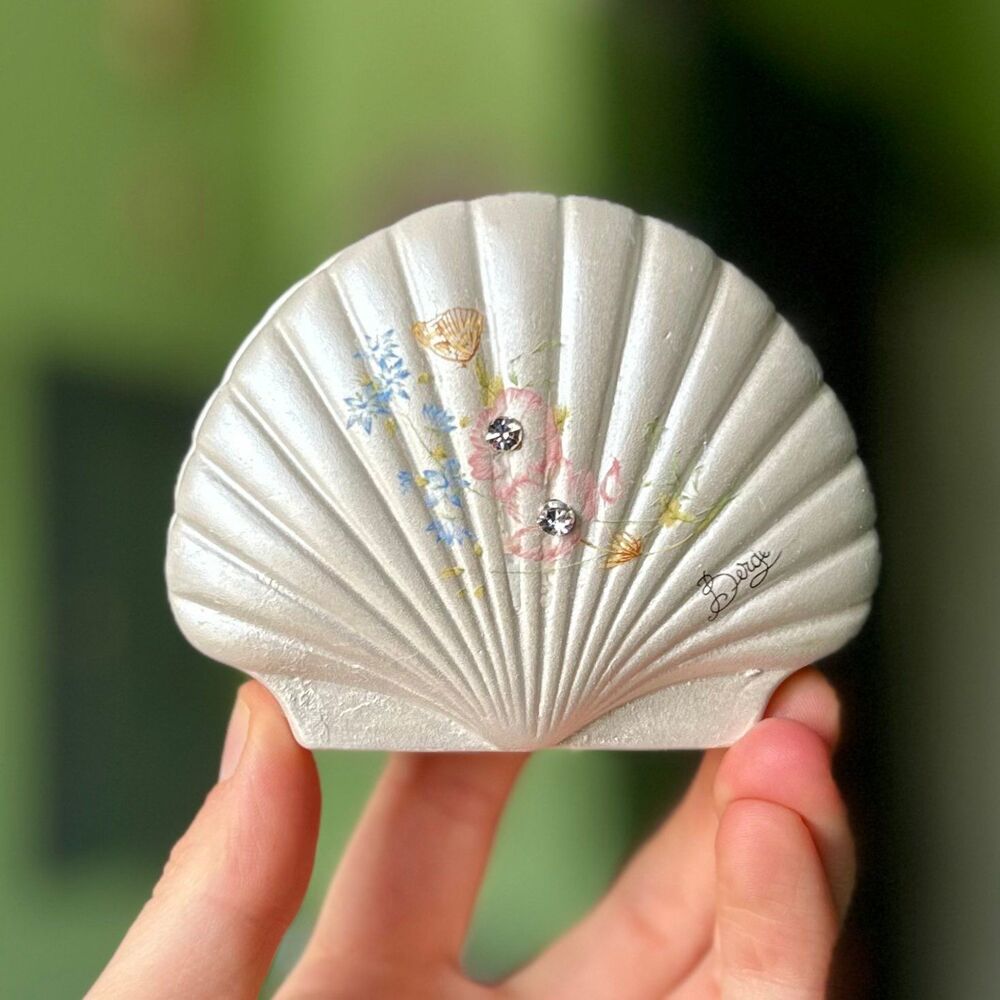 VTG Italian Berger Floral Butterfly Seashell Nautical Trinket Accent Piece - Picture 2 of 10